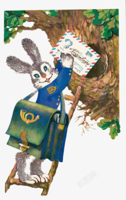 送信的兔子小兔子邮递员高清图片