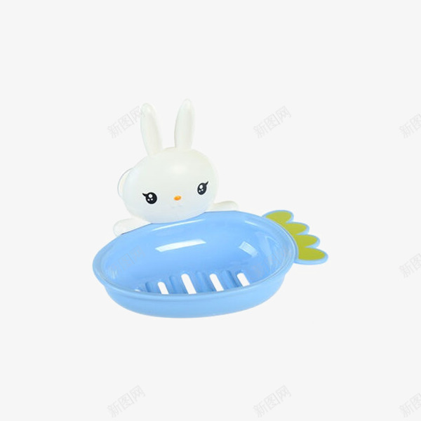 可爱兔子双吸盘香皂盒蓝色png免抠素材_新图网 https://ixintu.com 产品实物 沥水肥皂盒 浴室皂架 香皂盒