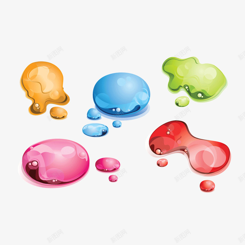 彩色透明水滴png免抠素材_新图网 https://ixintu.com 彩色 水滴 矢量素材 立体 装饰