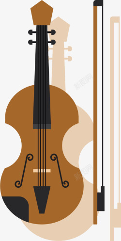 多弦复古色的小提琴矢量图高清图片