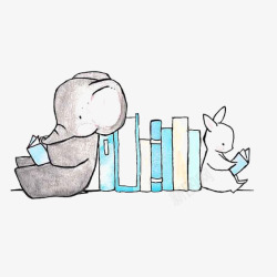 小兔小象读书高清图片