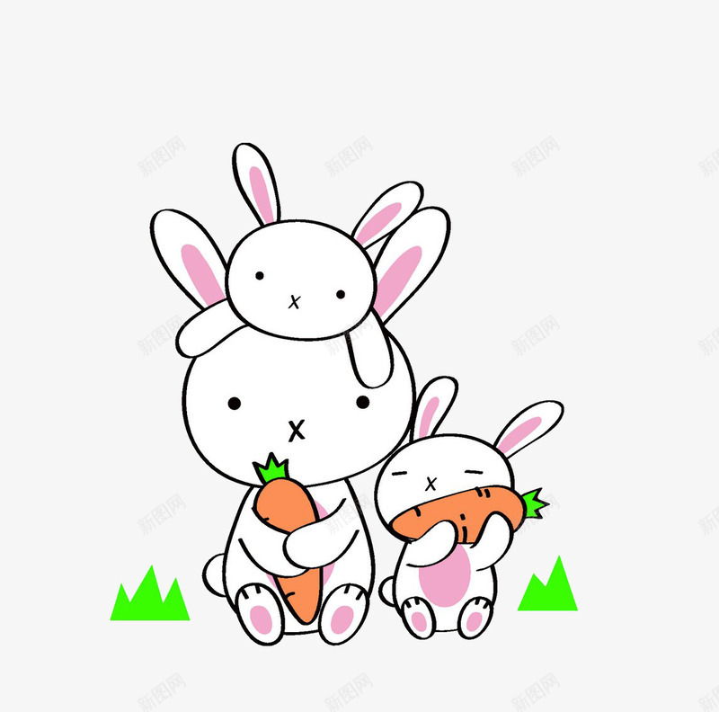可爱的小兔子png免抠素材_新图网 https://ixintu.com 动物 卡通 可爱 小兔子 胡萝卜