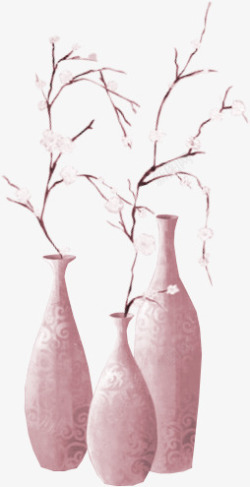 粉红小瓶插花素材
