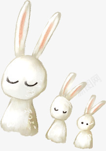 手绘白色可爱兔子唯美png免抠素材_新图网 https://ixintu.com 兔子 可爱 白色
