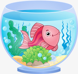 粉红色鱼和鱼缸素材