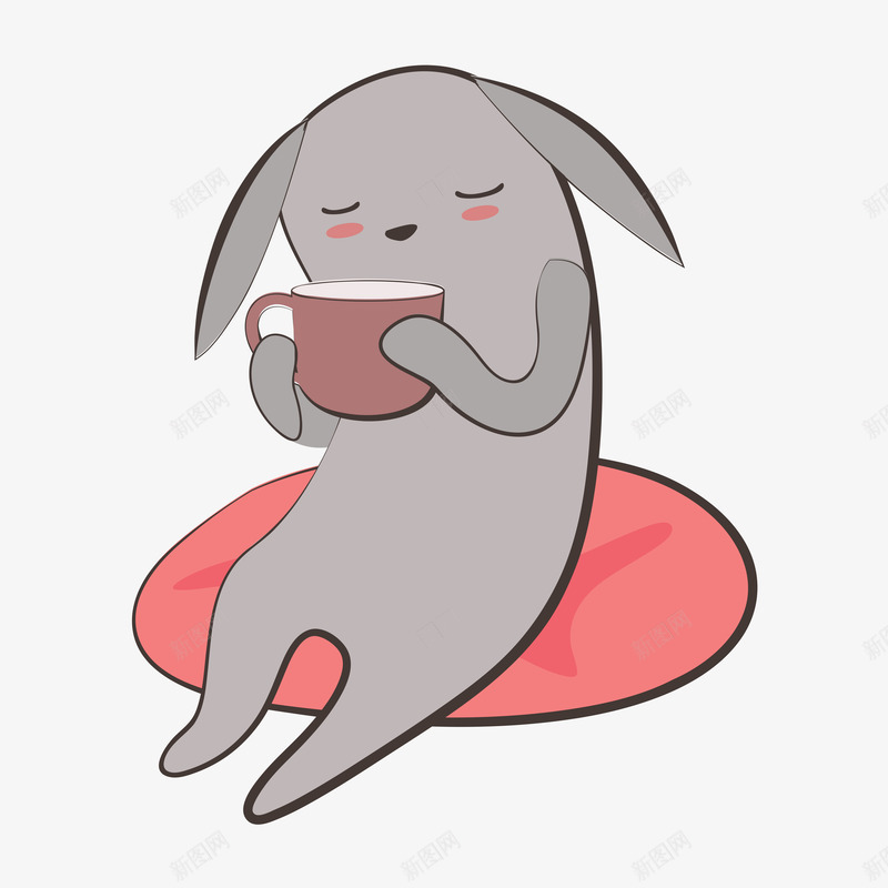 可爱卡通小兔子喝水png免抠素材_新图网 https://ixintu.com PNG 卡通 可爱 喝水 小兔子