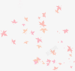 手绘粉色漂浮枫叶素材