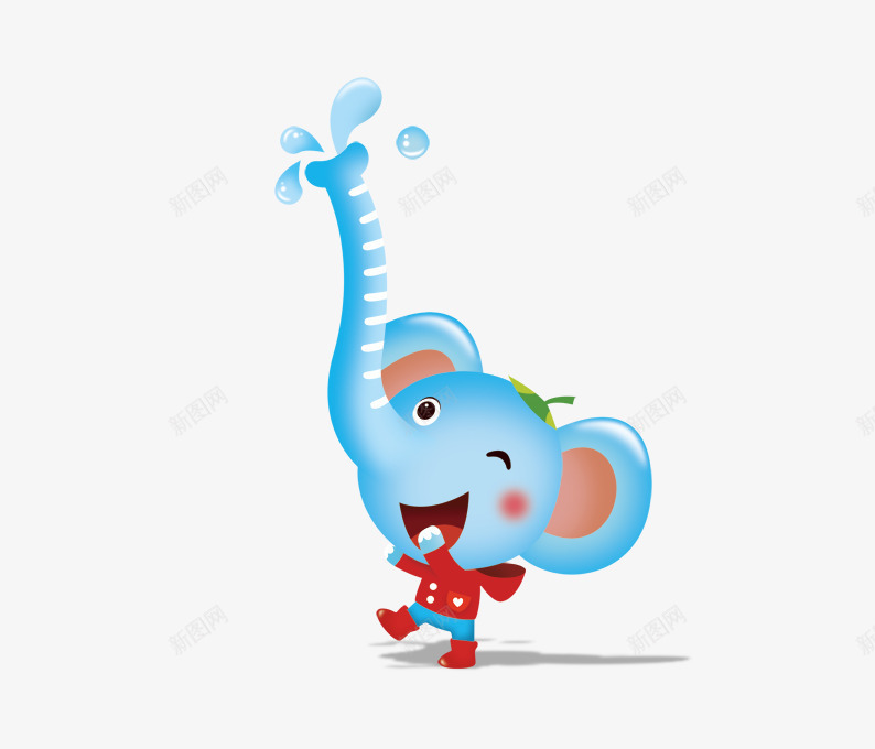 喷水的蓝色小象png免抠素材_新图网 https://ixintu.com 动物 卡通动物 喷水 小象 水滴