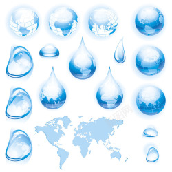 蓝色水滴与地球素材