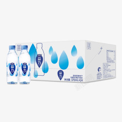 白色塑料仿真花达能益力矿泉水瓶装纸盒蓝色水滴高清图片