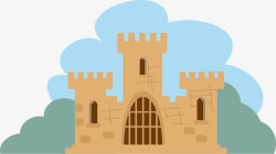 城堡卡通中世纪楼房植物矢量图素材