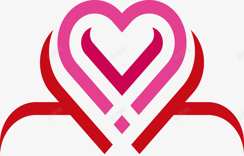 粉红心形logo矢量图图标ai_新图网 https://ixintu.com 创意 心形 粉红 红色 矢量图