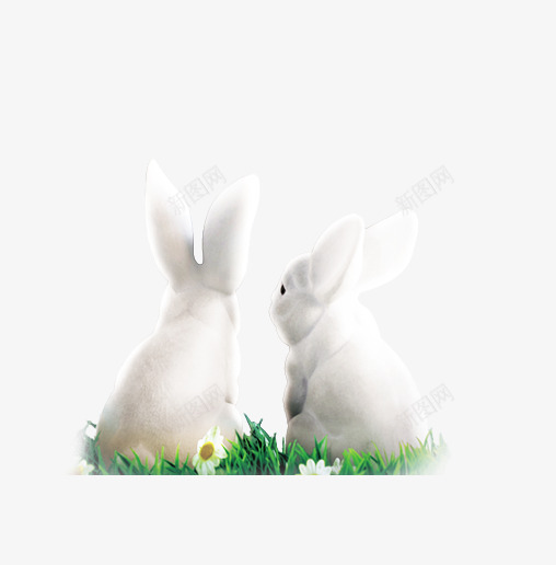 白色兔子装饰图案png免抠素材_新图网 https://ixintu.com 两只兔子 免抠PNG 兔子 小白兔 白色 装饰图案