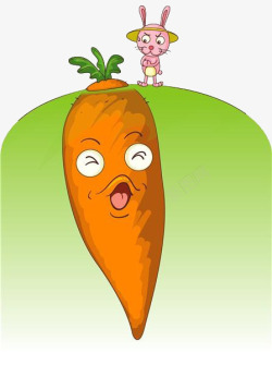 卡通兔子拔萝卜素材