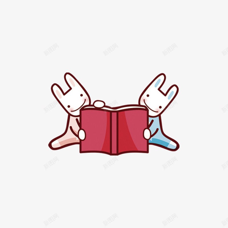 卡通看书的小兔子png免抠素材_新图网 https://ixintu.com 世界读书日 动物设计 卡通 国际儿童图书日 小兔子 看书 阅读