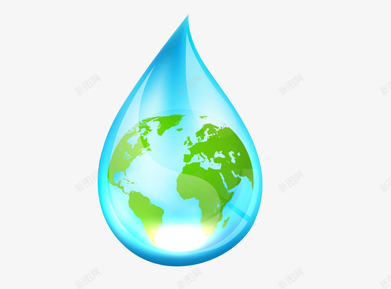 水滴世界png免抠素材_新图网 https://ixintu.com 地图 水滴 省水 绿化 绿色 节约用水
