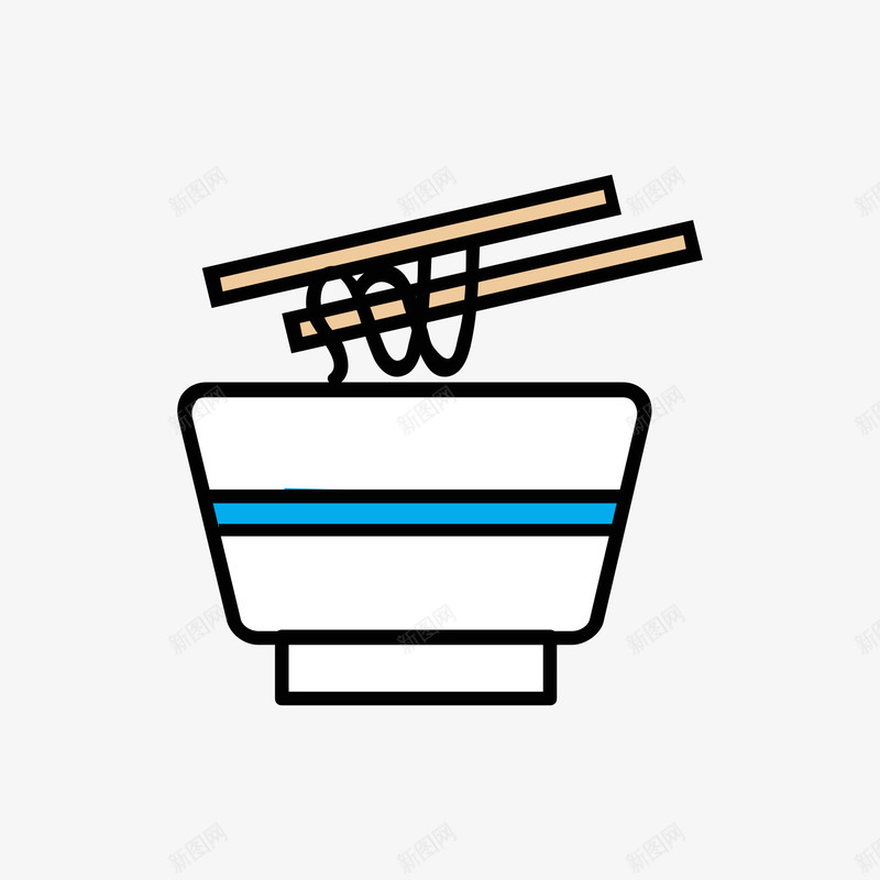 彩色手绘圆角面条食物卡通图标png_新图网 https://ixintu.com 卡通图标 吃的 圆角 彩色 手绘 筷子 美食 面条 食物