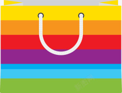 条纹购物袋横向方形彩色时尚购物袋高清图片