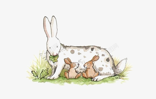 兔子宝宝png免抠素材_新图网 https://ixintu.com 兔子妈妈 卡通兔子 手绘兔子 母爱 自然
