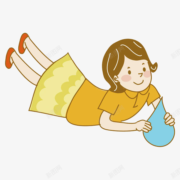 卡通女人拿着水滴图png免抠素材_新图网 https://ixintu.com 卡通 可爱的 女人 插图 水资源 漂亮的 珍爱水源