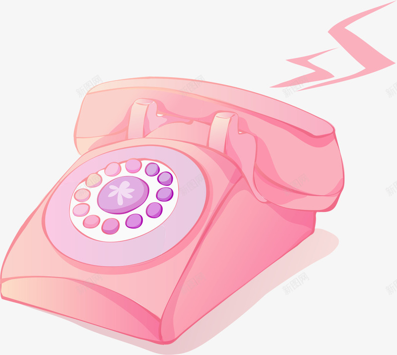 手绘电话图标png_新图网 https://ixintu.com AI 卡通 座机 手绘 手绘电话机 热线 电话 粉红 粉色 线条