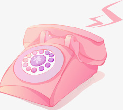 粉色电话机手绘电话图标高清图片