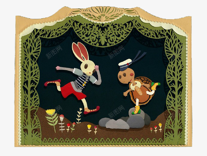 卡通兔子和乌龟png免抠素材_新图网 https://ixintu.com 乌龟 兔子 童话 赛跑