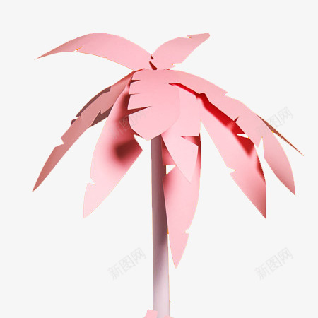 粉红色椰子树立体png免抠素材_新图网 https://ixintu.com 树木 椰子树 立体 粉红色