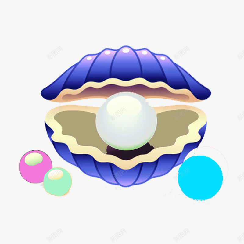 海贝珍珠png免抠素材_新图网 https://ixintu.com 海贝 珍珠 粉红色 紫色 蓝色