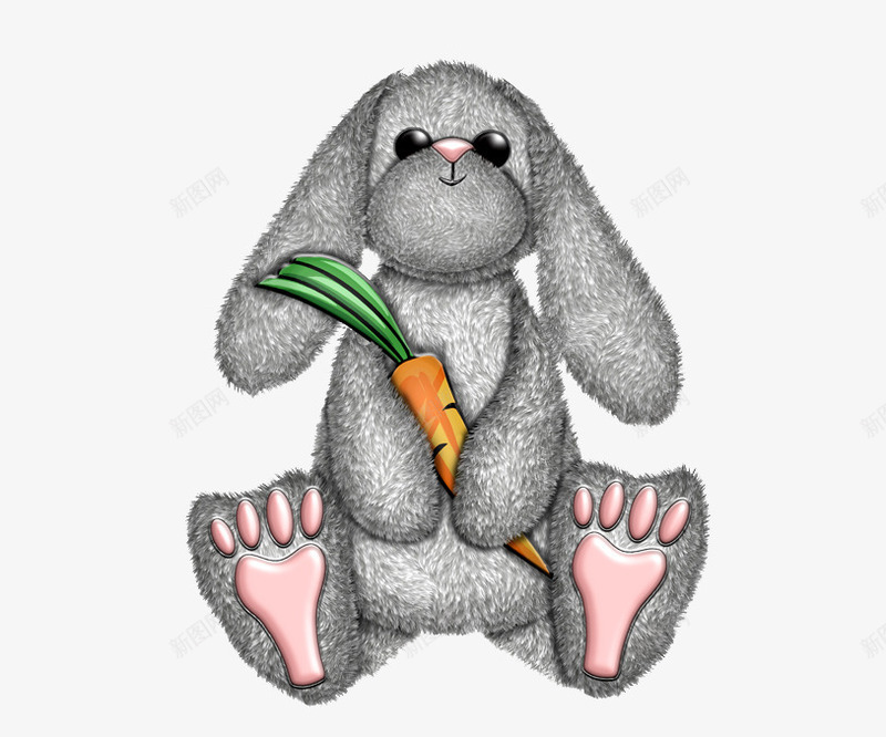 抱萝卜的玩偶兔子png免抠素材_新图网 https://ixintu.com 动物 玩偶 玩具