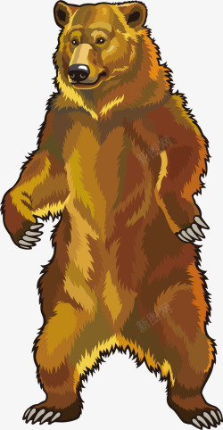 手绘水彩野生动物大棕熊矢量图素材