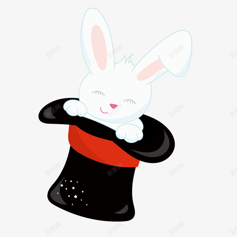 卡通魔术帽里的兔子矢量图ai免抠素材_新图网 https://ixintu.com 兔子 动物设计 变魔术 表演 魔术帽 矢量图