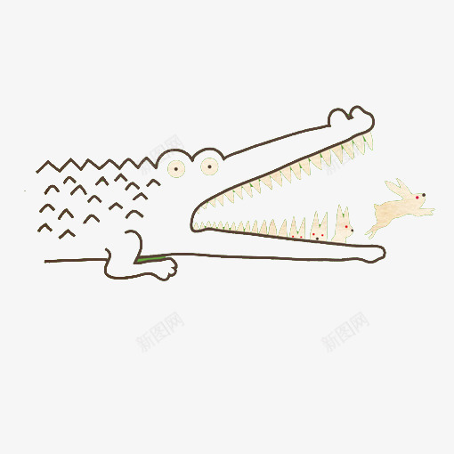 小鳄鱼吃兔子png免抠素材_新图网 https://ixintu.com 兔子 卡通 手绘
