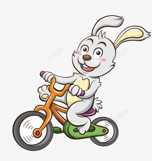 拟人卡通图案png免抠素材_新图网 https://ixintu.com 兔子 微笑 骑着自行车