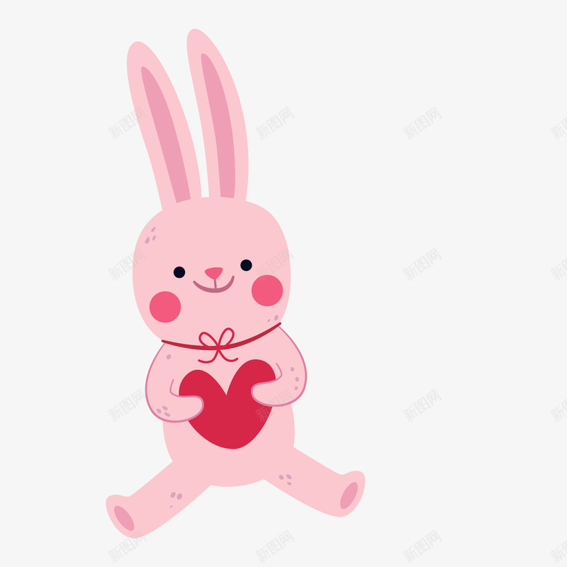可爱的粉红色小兔子矢量图ai免抠素材_新图网 https://ixintu.com 动物设计 卡通 可爱 小兔子 爱心 粉红色 矢量图