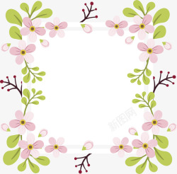 粉红野花装饰相框素材