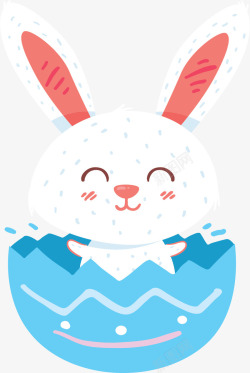 蓝色蛋壳复活节兔子矢量图素材