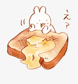 看着牛油面包的吃货兔子素材