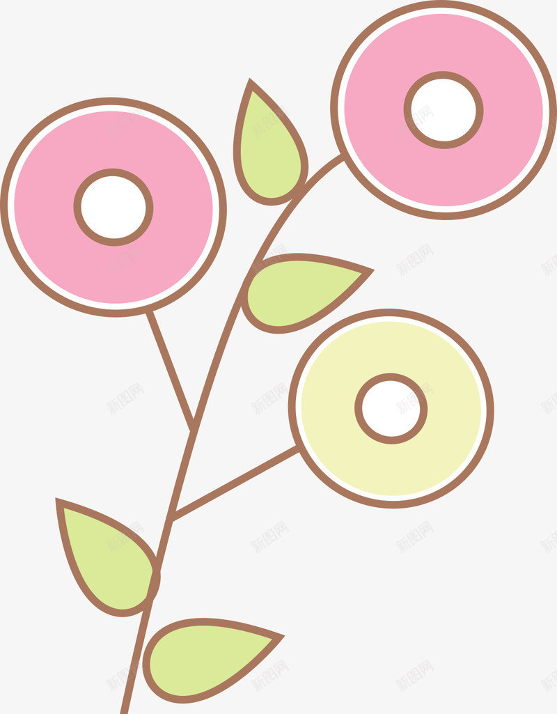 卡通手绘粉红花朵png免抠素材_新图网 https://ixintu.com 卡通手绘花朵 线稿花朵 花朵