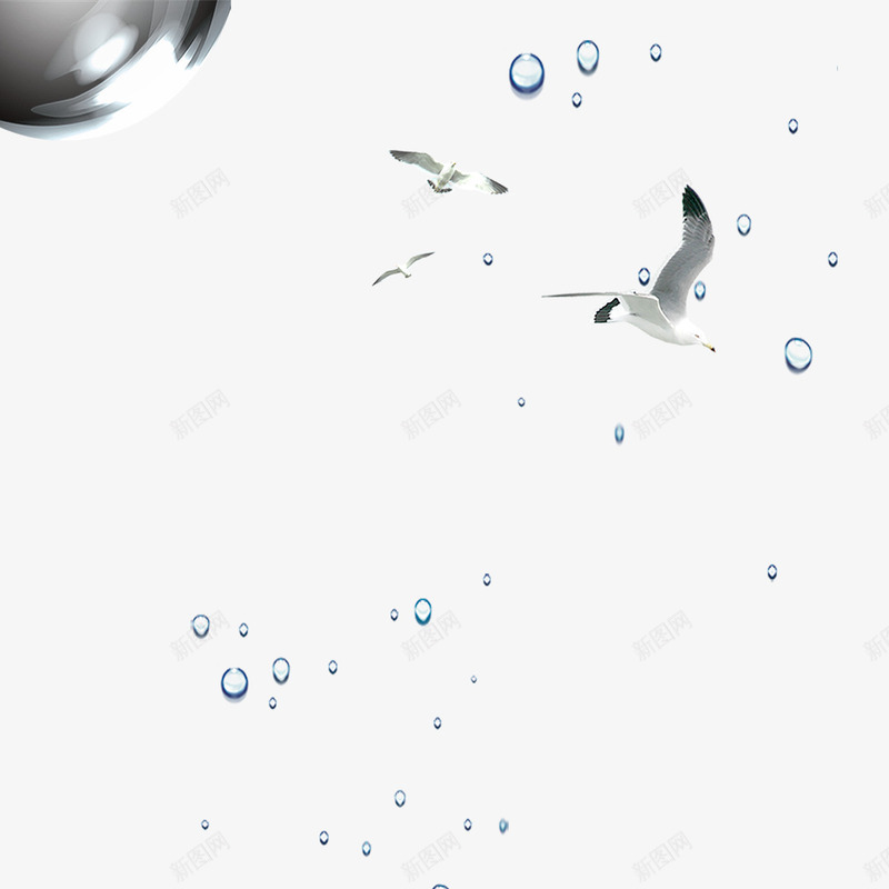 蓝色水滴png免抠素材_新图网 https://ixintu.com 光泽 水滴 海鸥 白色 蓝色 质感 飘落 飞舞