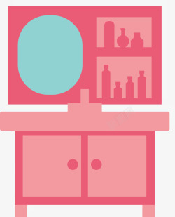 镜柜粉色卡通洗手池高清图片