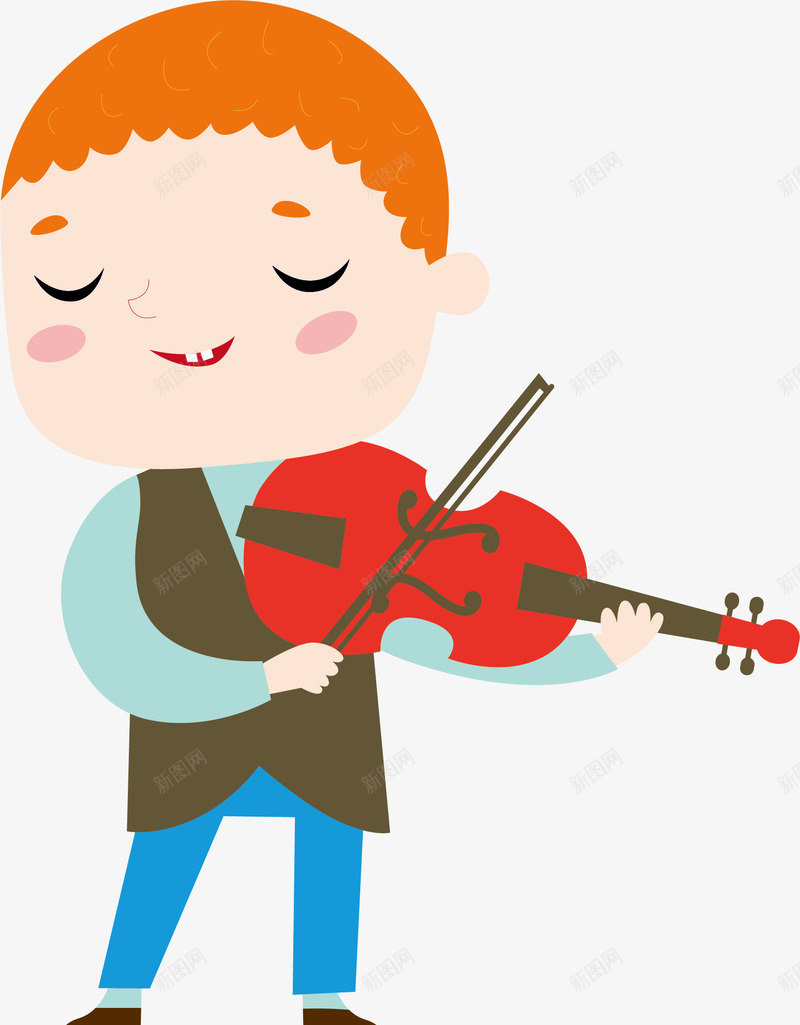 手绘音乐少年矢量图ai免抠素材_新图网 https://ixintu.com 创意 卡通 可爱 小提琴 少年 彩色 手绘图 简单 矢量图