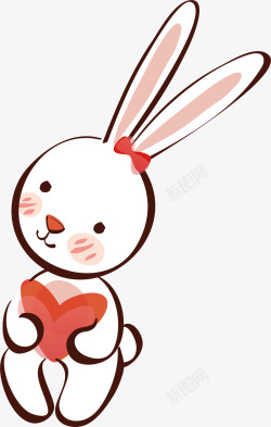 爱心耳朵白色小兔子矢量图高清图片