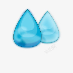 两滴蓝色的卡通水滴素材
