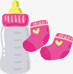 奶瓶粉红色婴儿袜卡通可爱婴儿用素材