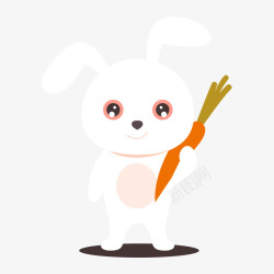 卡通白兔子拿着萝卜矢量图素材