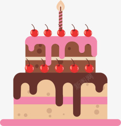 粉红色奶油粉红奶油生日蛋糕矢量图高清图片