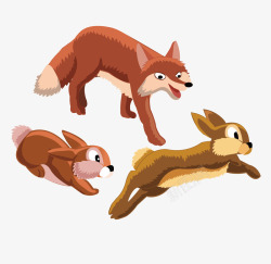 奔跑的狐狸兔子和狐狸矢量图高清图片