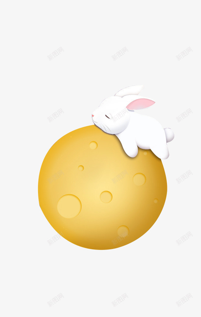 月亮上的兔子png免抠素材_新图网 https://ixintu.com 卡通兔子 可爱 月亮 月球