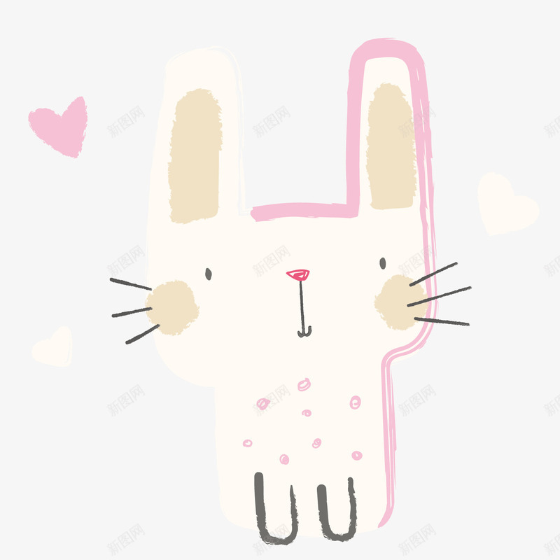 粉色可爱小兔可爱卡通矢量图ai免抠素材_新图网 https://ixintu.com 卡通 可爱 小兔子 小眼睛 手绘 简单 粉色爱心 矢量图